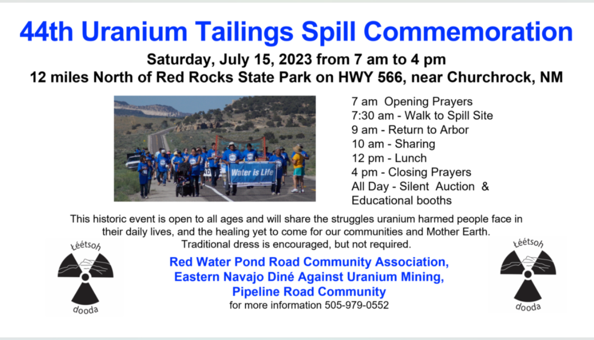 44th Uranium Tailings Spill Commemoration July 15 2023