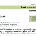Environment Department releases interactive dashboard of formerly operating uranium mine and mill sites